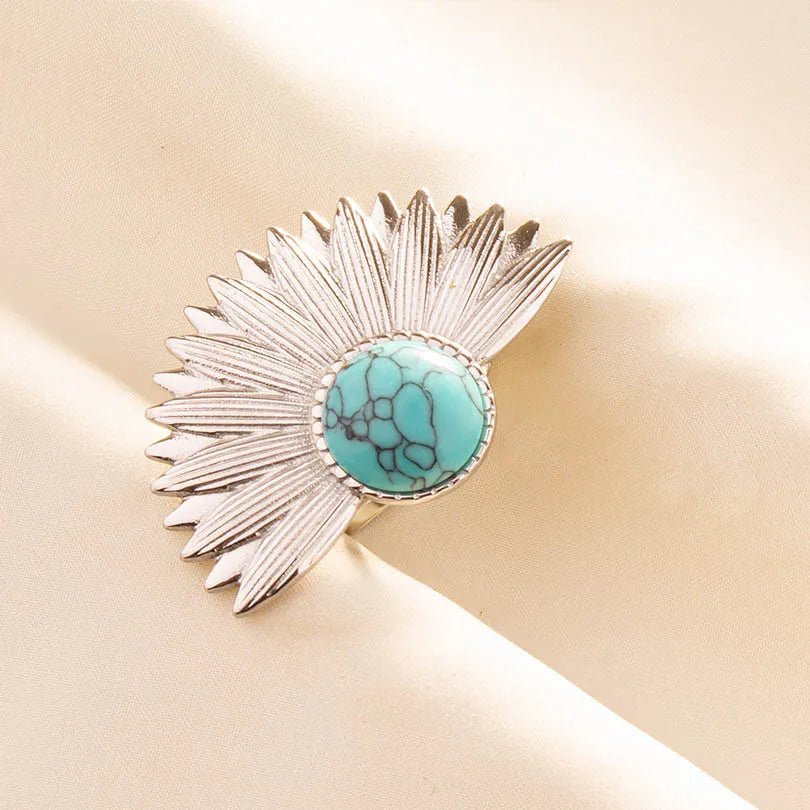 Bohemian Turquoise Gemstone Adjustable Ring for Women