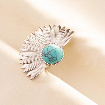 Bohemian Turquoise Gemstone Adjustable Ring for Women