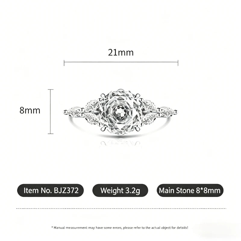 925 Sterling Silver Rose Cut Flower Branch Ring for Women