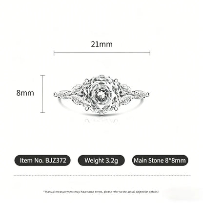 925 Sterling Silver Rose Cut Flower Branch Ring for Women