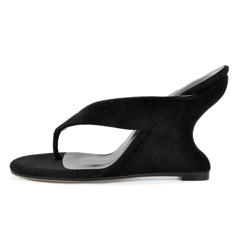 Open Toe Slip-On Wedge Mule Sandals