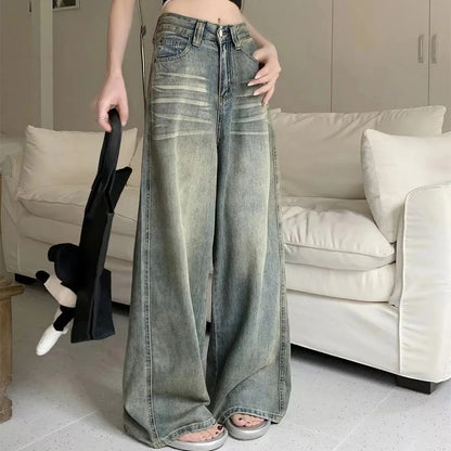 Wide Fit Casual High Waist Vintage Style Jeans