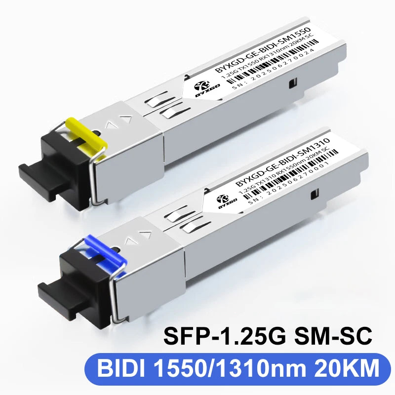1.25G Single Mode SC BiDi SFP Fiber Optic Transceiver Module Pair for Gigabit Networks