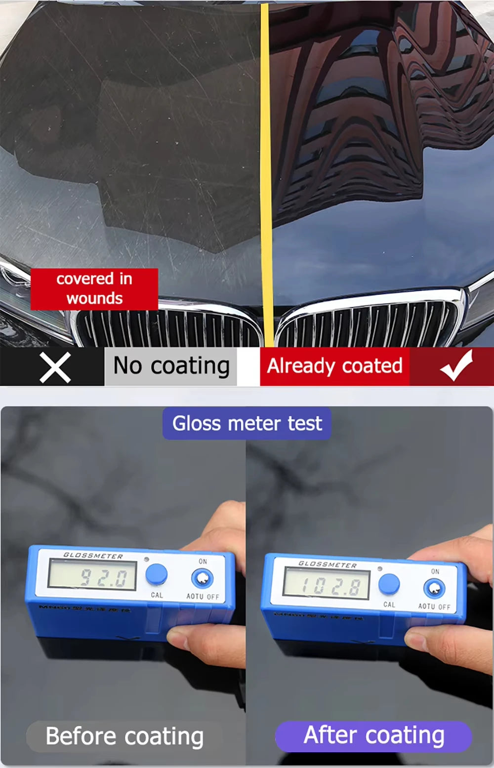 Ceramic Nano Coating Liquid for Toyota with Crystal Hydrophobic Paint Protection & High Gloss Polish