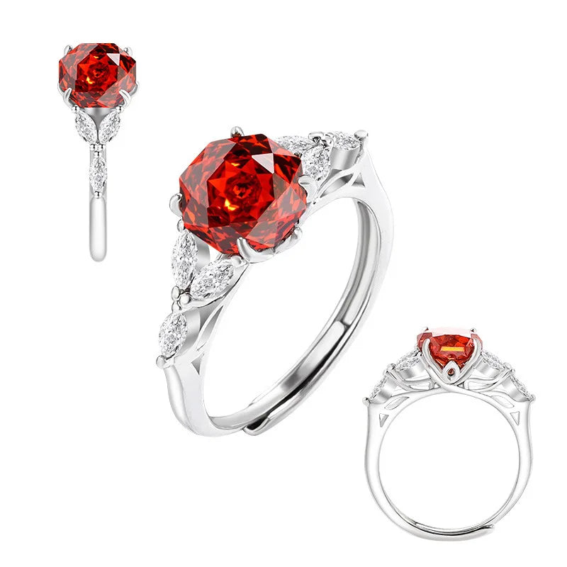 925 Sterling Silver Rose Cut Flower Branch Ring for Women