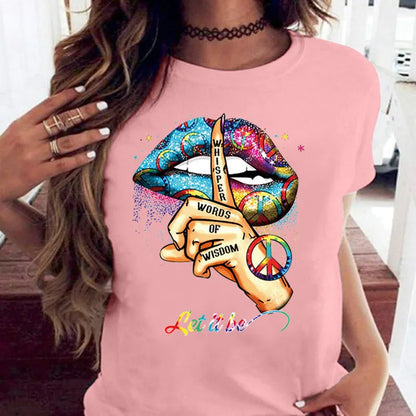 Creative Mouth Graphic Oversized Crew Neck Short Sleeve T-Shirt