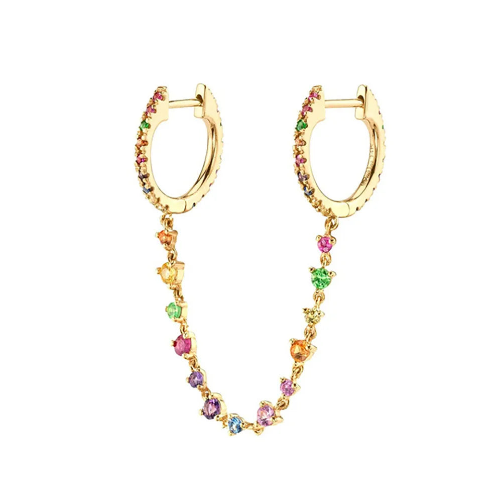 Stainless Steel Flower Dangle Earrings with Sparkling Zircon
