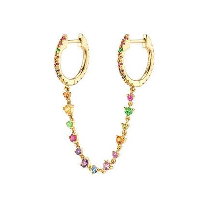 Stainless Steel Flower Dangle Earrings with Sparkling Zircon