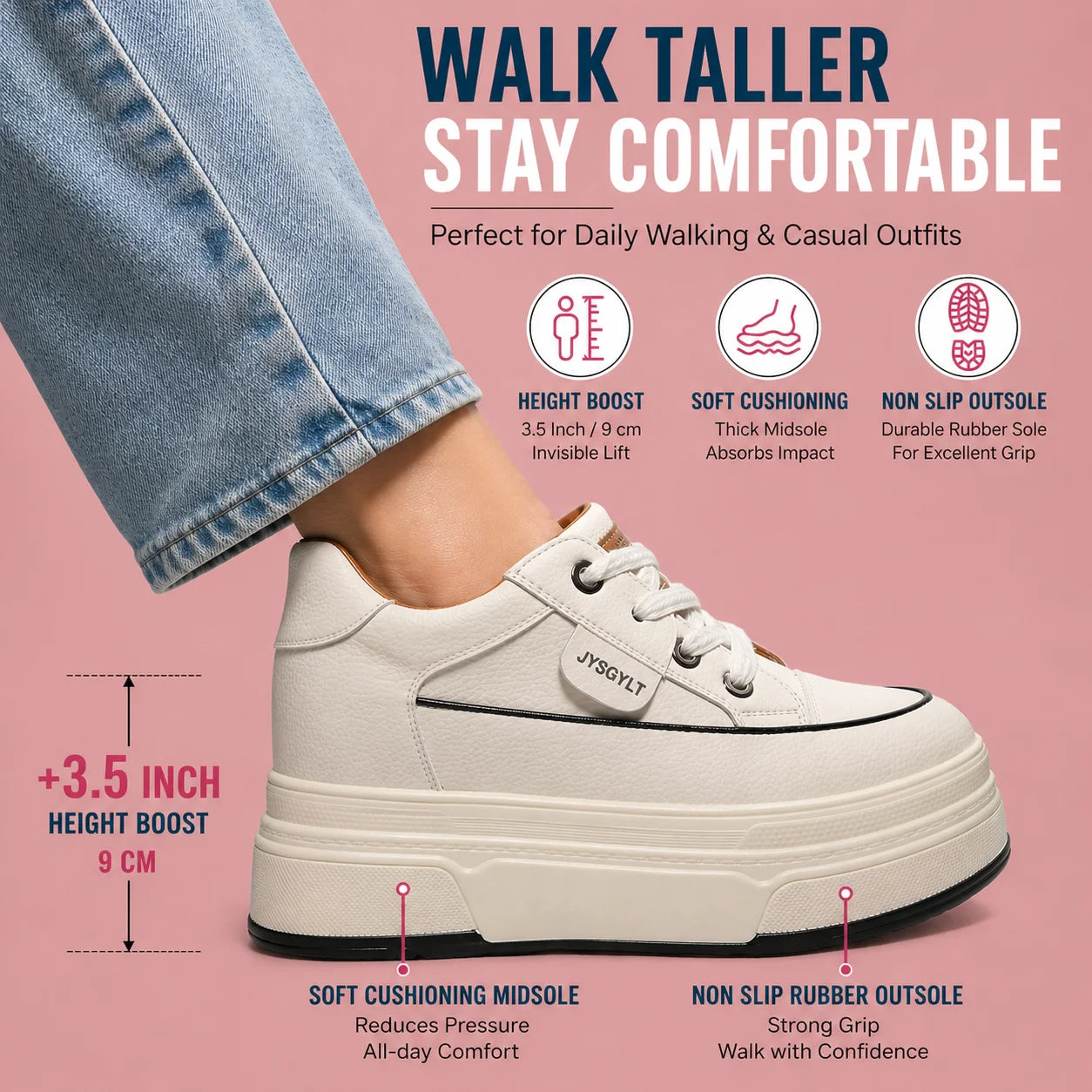 Premium Hidden Wedge Platform Sneakers