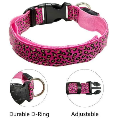 Leopard Print LED Safety Dog Collar
