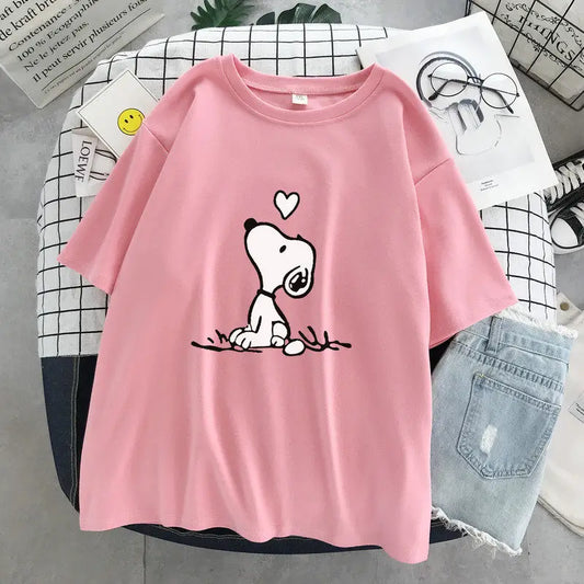 Cartoon Print Cotton Short Sleeve T-Shirt