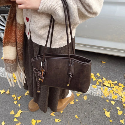 Winter PU Leather Shoulder Bags for Women Y2K Hot Female Crossbody Bag Lady Luxury Handbags and Purses Retro Tote Top-handle Bag