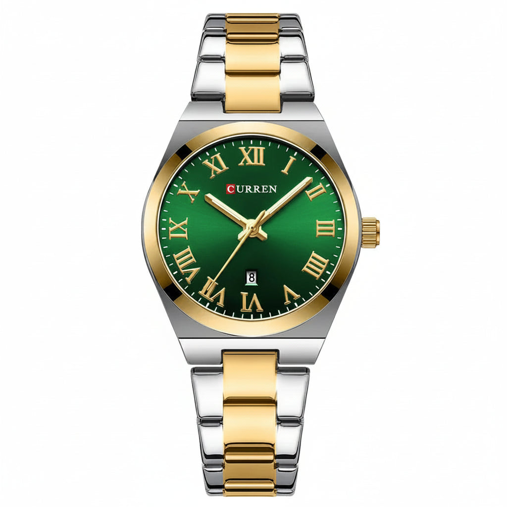 Luxury Stainless Steel Analog Quartz Wrist Watch with Date Display & Water Resistance