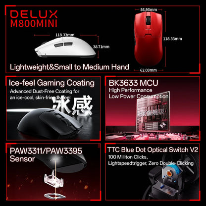 46g Ultra-Lightweight Wireless Gaming Mouse with 1KHz Polling Rate