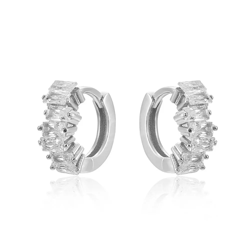 Stainless Steel Flower Dangle Earrings with Sparkling Zircon