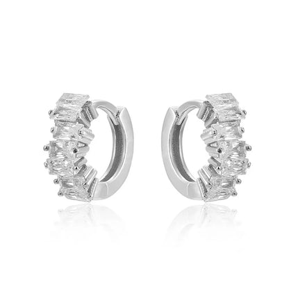 Stainless Steel Flower Dangle Earrings with Sparkling Zircon