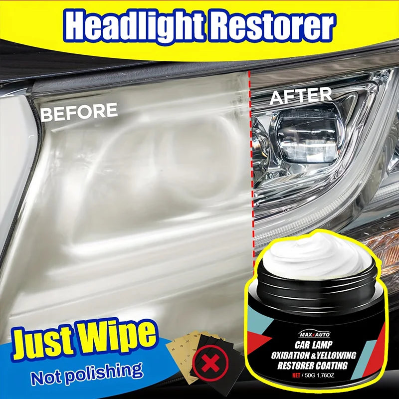 Car Headlight Restoration & Polishing Kit with Scratch Remover and Oxidation Cleaner