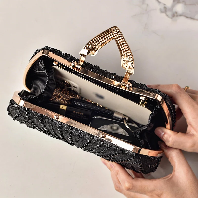 Silver Party Bag Diamond Wedding Inspired Designer Handbags for Women V Hasp Luxury Quality  Rhinestone Shoulder Crossbody Bags