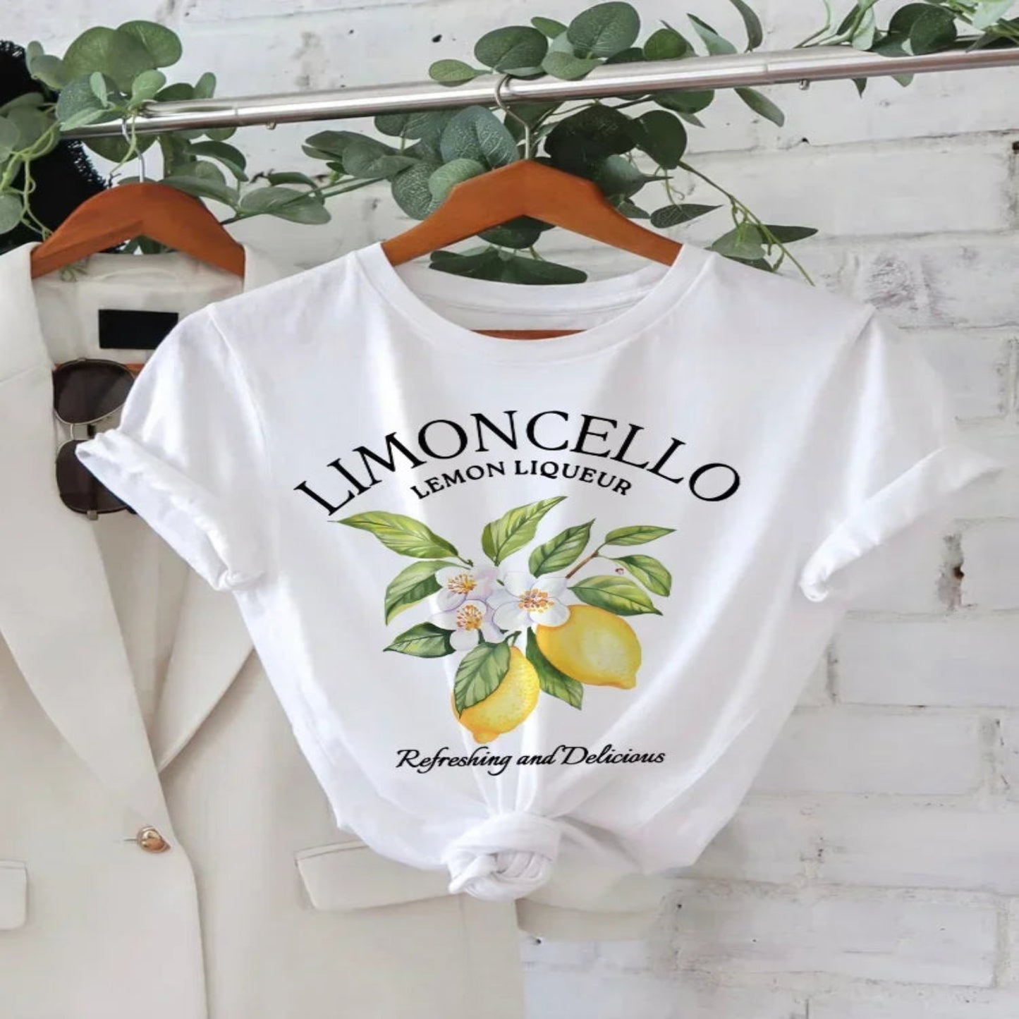 Lemon Graphic Print Crew Neck Short Sleeve T-Shirt