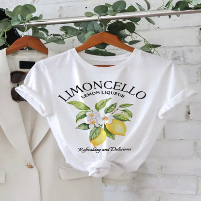 Lemon Graphic Print Crew Neck Short Sleeve T-Shirt