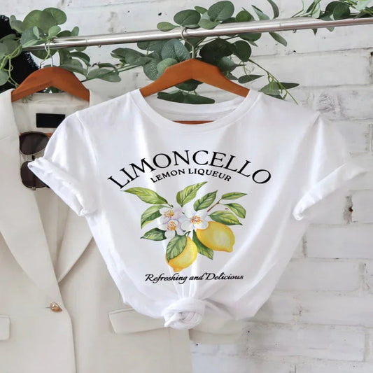 Lemon Graphic Print Crew Neck Short Sleeve T-Shirt