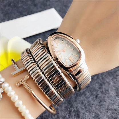 Italian Luxury Snake Bracelet Roman Dial Quartz Watch