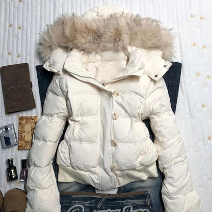 Hooded Fur Collar Warm Jacket
