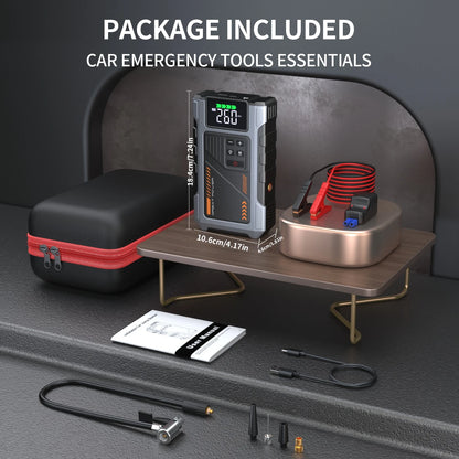 3000A Portable Car Jump Starter with 150 PSI Air Compressor for 7.5L Gas & 6.5L Diesel Engines