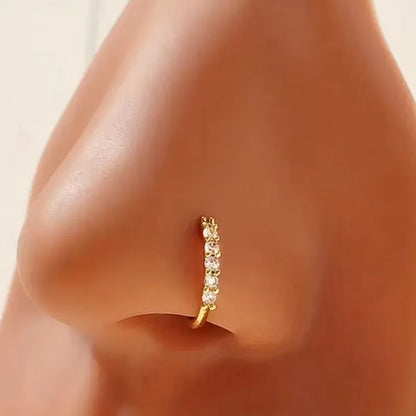 Mini Zircon Faux Nose Ring for Women – Non-Piercing Nose Cuff
