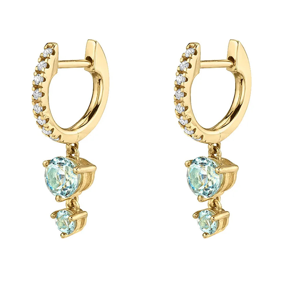 Stainless Steel Flower Dangle Earrings with Sparkling Zircon
