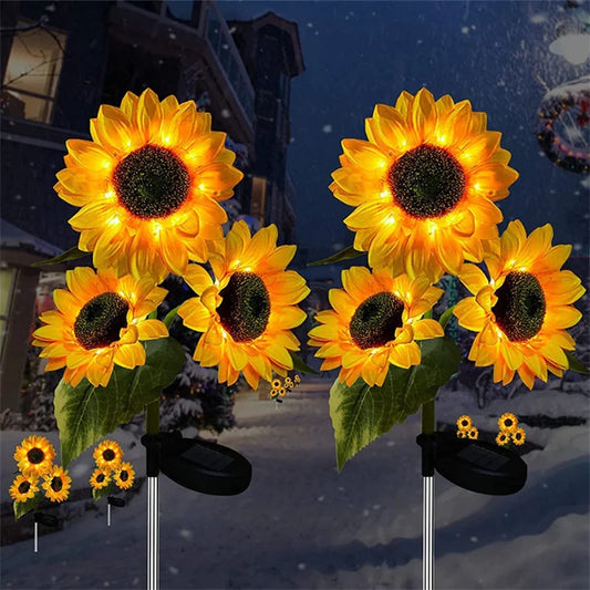Solar LED Sunflower Garden Stake Lights for Outdoor Landscape Decor