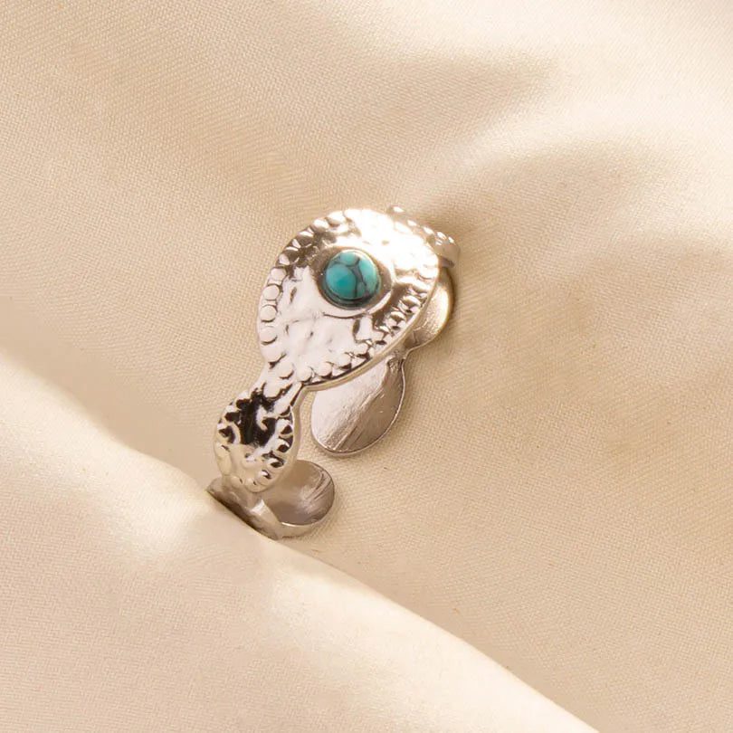 Bohemian Turquoise Gemstone Adjustable Ring for Women