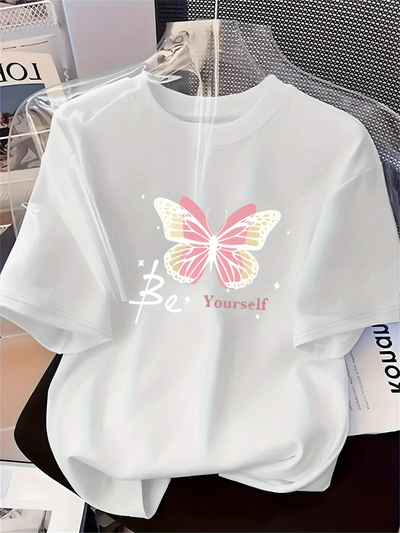 Butterfly Print Soft Short Sleeve T-Shirt