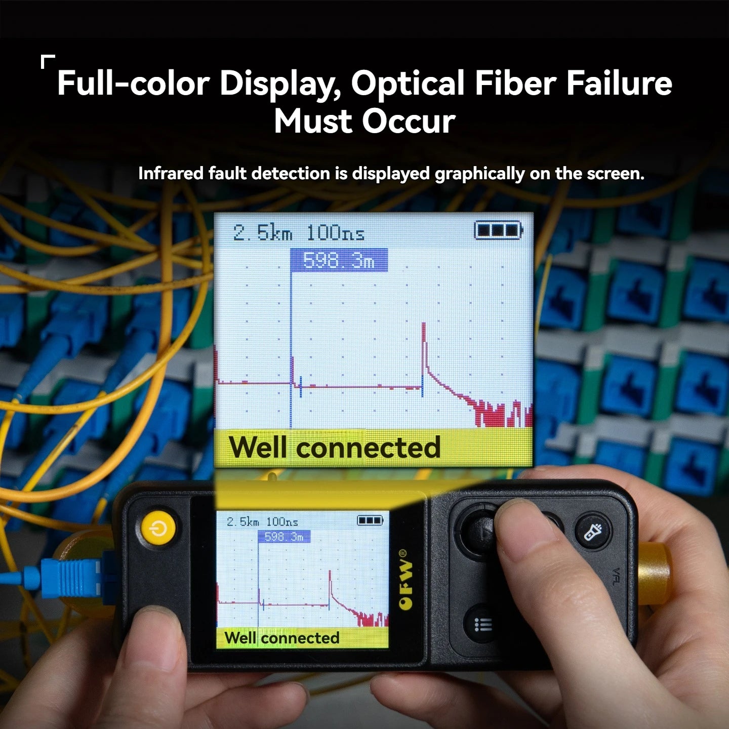 0KM Optical Fiber Fault Locator with 10mW VFL for FTTH, FTTB & Fiber Breakpoint Testing