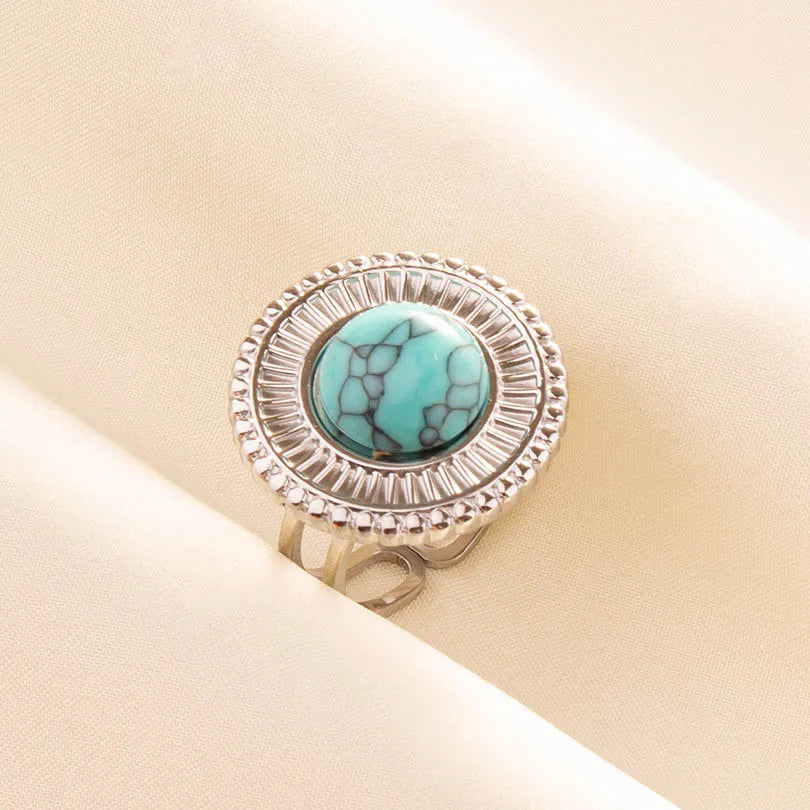 Bohemian Turquoise Gemstone Adjustable Ring for Women