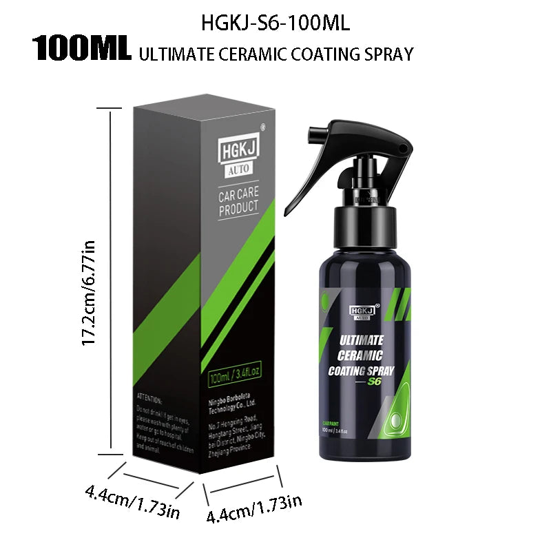 Ultimate Nano Ceramic Coating Spray with Super Hydrophobic Protection, High Gloss Shine & Paint Surface Enhancement