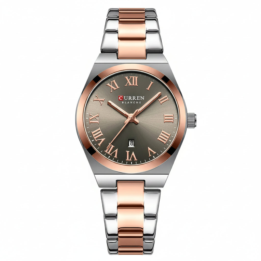 Luxury Stainless Steel Analog Quartz Wrist Watch with Date Display & Water Resistance