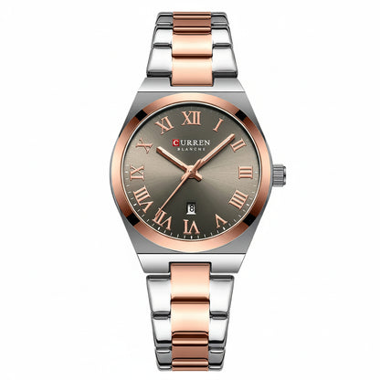 Luxury Stainless Steel Analog Quartz Wrist Watch with Date Display & Water Resistance