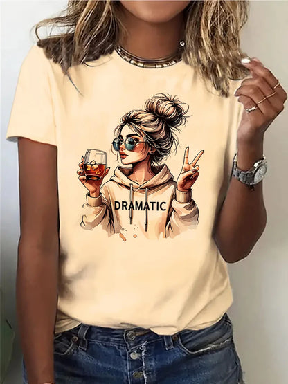 Dramatic Graphic Print Casual Short Sleeve T-Shirt