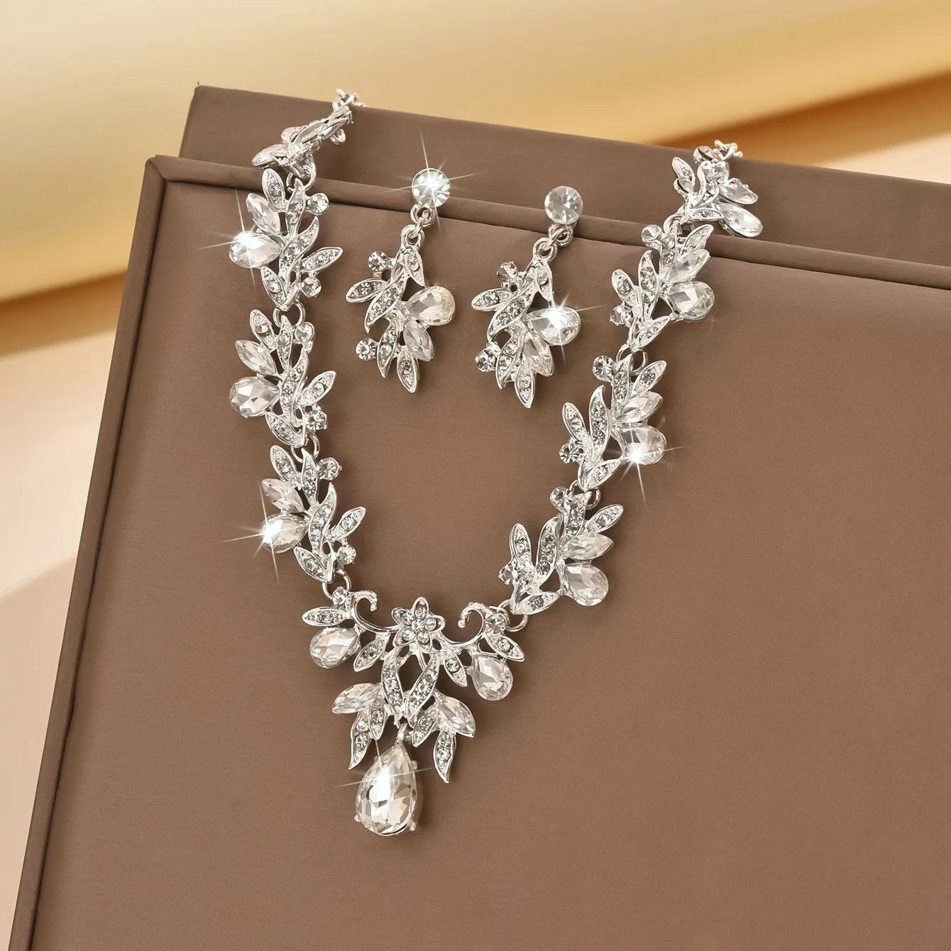 3-Piece Water Drop Choker Necklace & Earrings Jewelry Set for Women