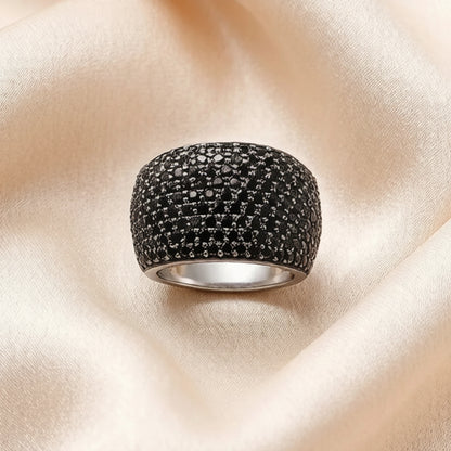 Vintage Black Pave Cocktail Ring in 925 Sterling Silver