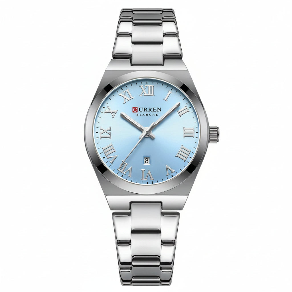 Luxury Stainless Steel Analog Quartz Wrist Watch with Date Display & Water Resistance