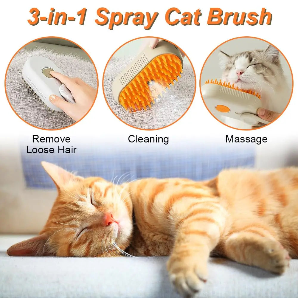 Steam Spray Pet Grooming Brush with Massage