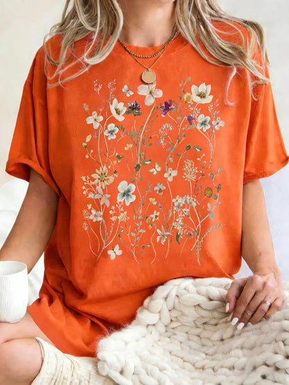 Floral Cluster Print Oversized Short Sleeve T-Shirt