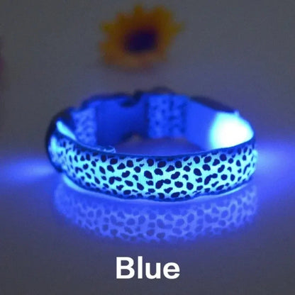 Leopard Print LED Safety Dog Collar