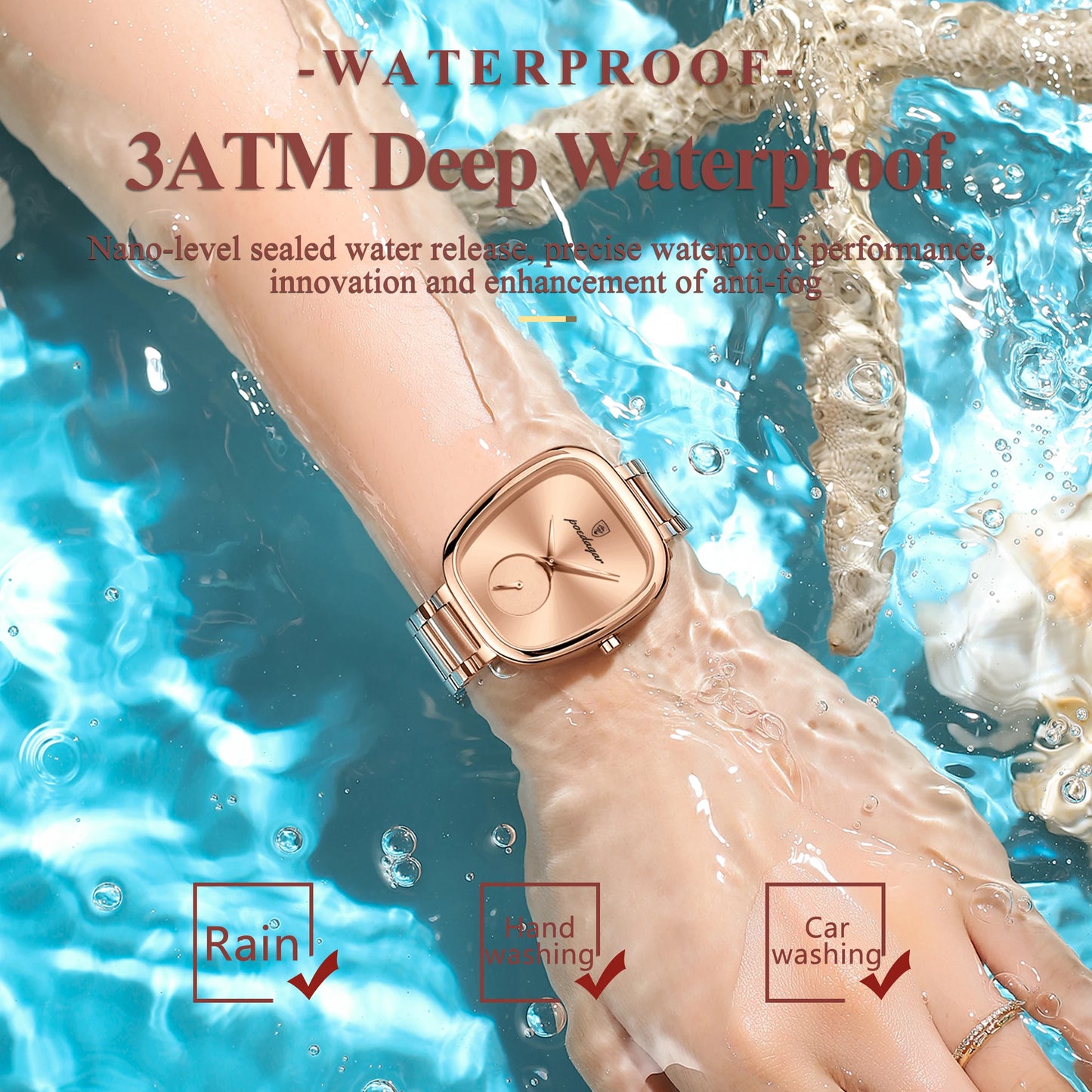 Luxury Stainless Steel Quartz Wrist Watch with Water Resistance
