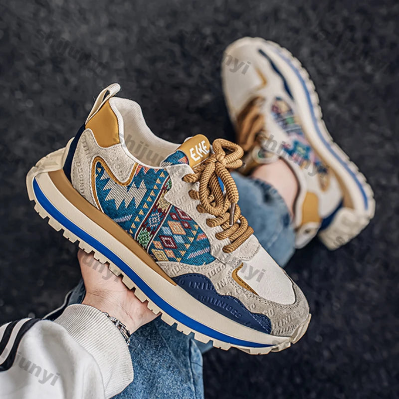 Embroidered Breathable Casual Platform Sneakers
