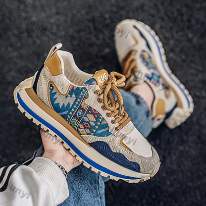 Embroidered Breathable Casual Platform Sneakers