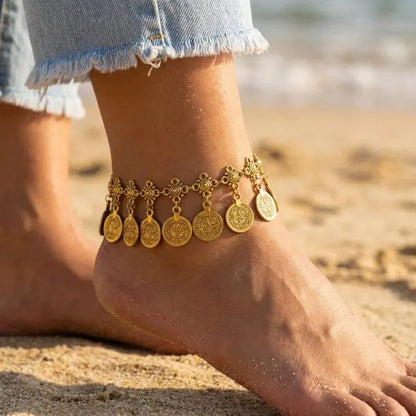 Bohemian Multi-Layer Beaded Anklet Set with Starfish Charm for Women