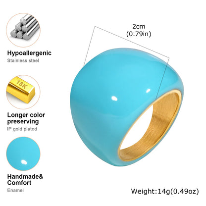 Chunky Open Twist Blue Enamel Statement Ring for Women